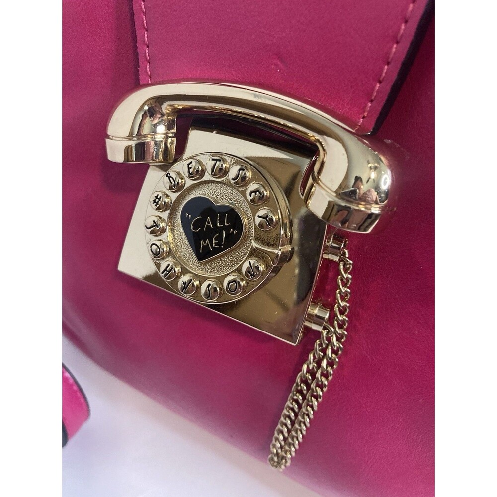 Betsey Johnson Satchel Crossbody Hot Pink Gold Telephone Coquette Barbie Glam
